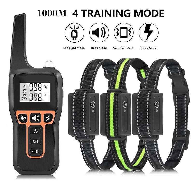 Ergonomische afstandsbediening voor de hondentrainingshalsband, met LCD-scherm, tot 1000m bereik.