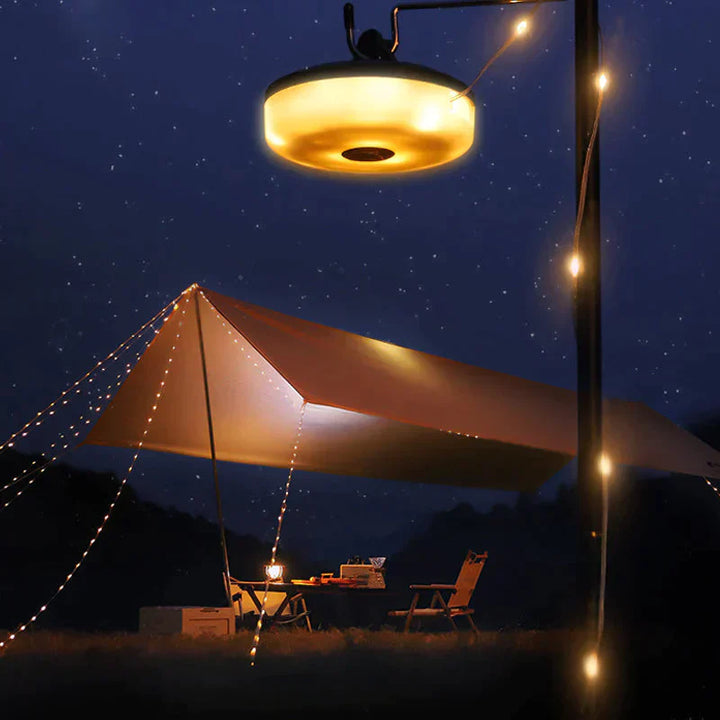 Oprolbare waterdichte LED buitenverlichting voor sfeervolle tuin, terras of camping.