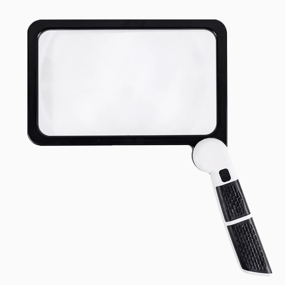 Opvouwbaar LED vergrootglas met 5x vergroting; ideaal voor lezen, hobby's en precisiewerk voor ouderen.
