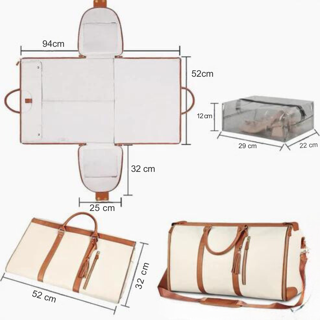 Praktische opvouwbare reis duffel tas voor dames/heren, kreukvrij inpakken, ideaal als weekendtas.