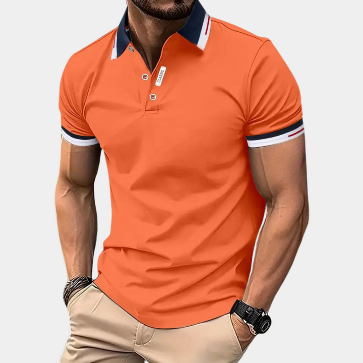 Oranje Olley heren poloshirt. Stijlvol en comfortabel voor een trendy casual zomerlook.