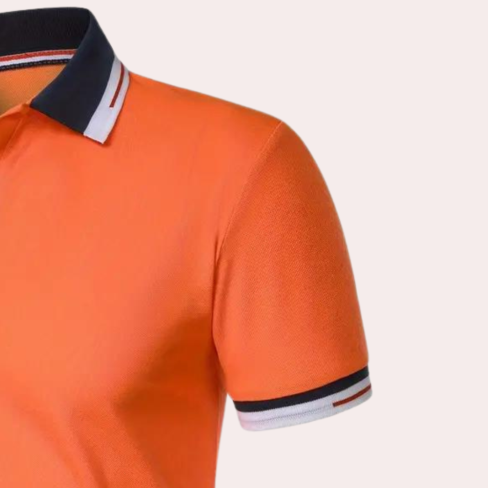 Comfortabel oranje Olley heren poloshirt; perfect voor stijlvolle en comfortabele casual dagen.