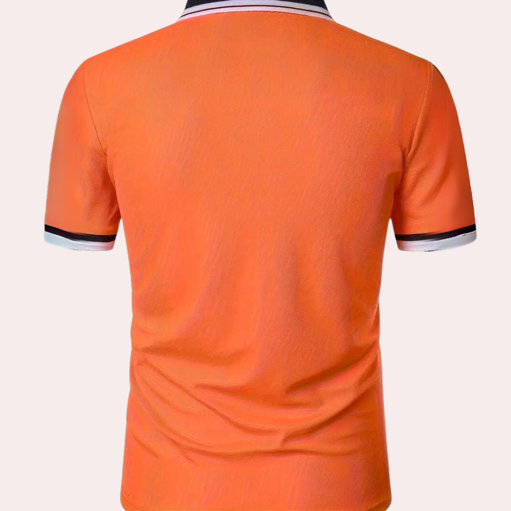 Oranje heren poloshirt Olley, perfecte zomerkleding voor een casual maar stijlvolle look op warme dagen.