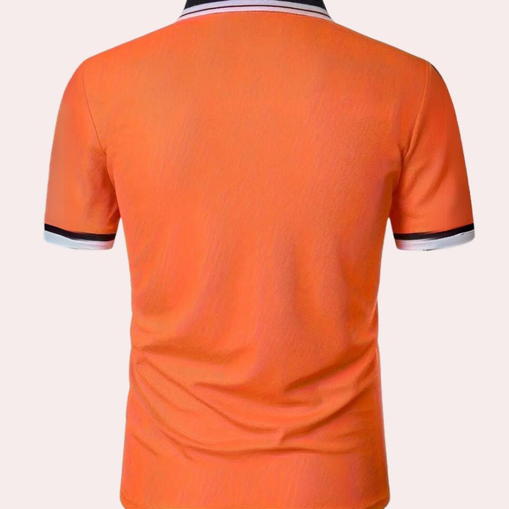 Oranje heren poloshirt Olley, perfecte zomerkleding voor een casual maar stijlvolle look op warme dagen.