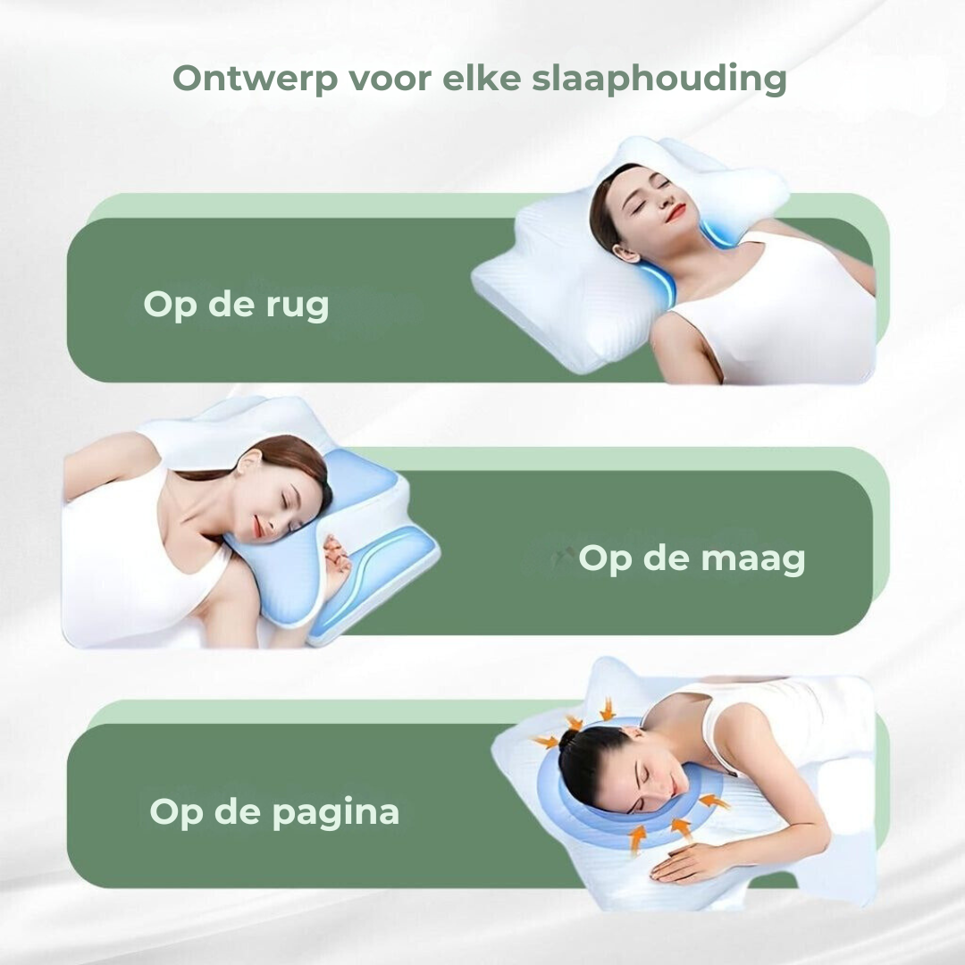 Gezondheidskussen voor betere slaapkwaliteit. Het ergonomische ontwerp verlicht nekpijn en rugklachten effectief.