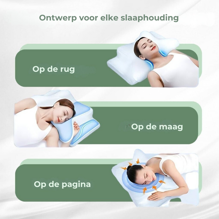 Gezondheidskussen voor betere slaapkwaliteit. Het ergonomische ontwerp verlicht nekpijn en rugklachten effectief.