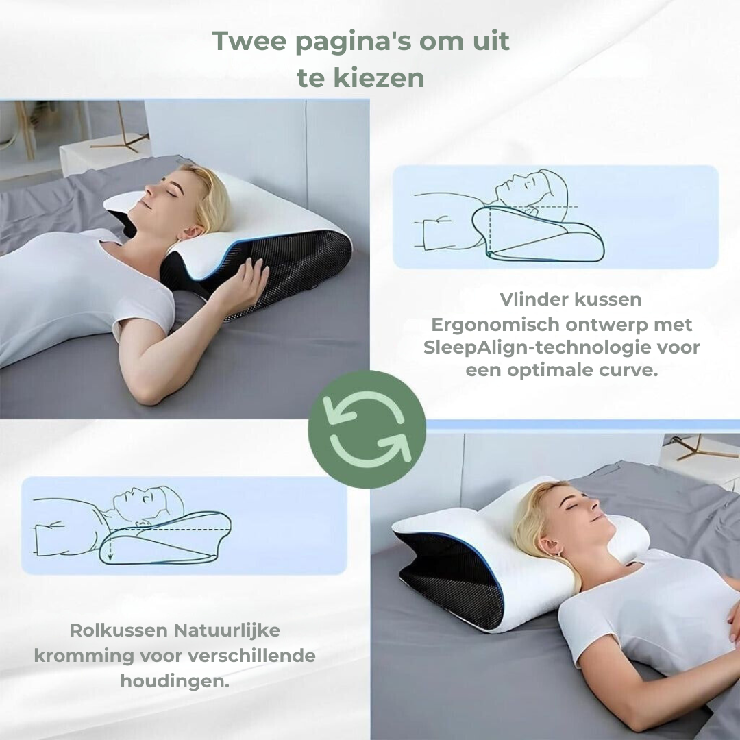 Orthopedisch DreamAlign kussen met geheugenschuim voor superieur slaapcomfort, ergonomie en pijnverlichting.