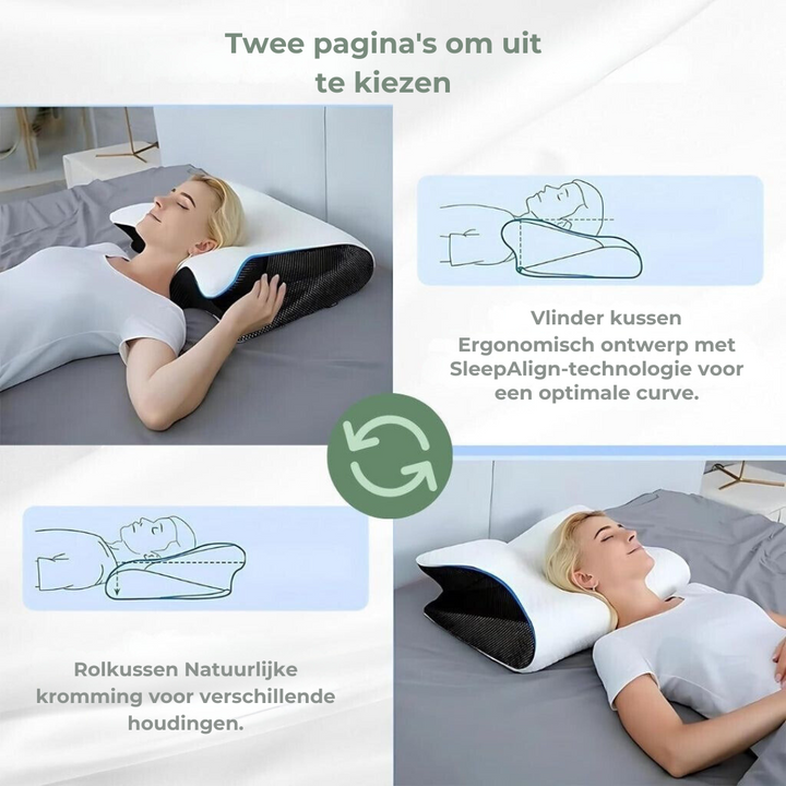 Orthopedisch DreamAlign kussen met geheugenschuim voor superieur slaapcomfort, ergonomie en pijnverlichting.