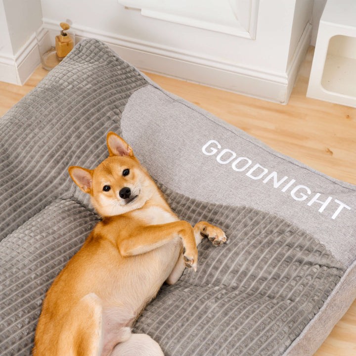Ergonomisch orthopedisch hondenbed groot, dik, krabvast en wasbaar met comfortabele nekondersteuning.