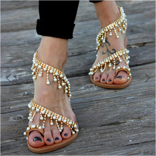 Elegante orthopedische dames sandalen Amara met verfijnde parels. Voor stijl en optimaal voetcomfort.
