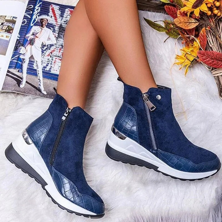 Orthopedische leren dames enkellaarzen (Emma) met comfort & voetondersteuning, ideaal voor herfst/winter.