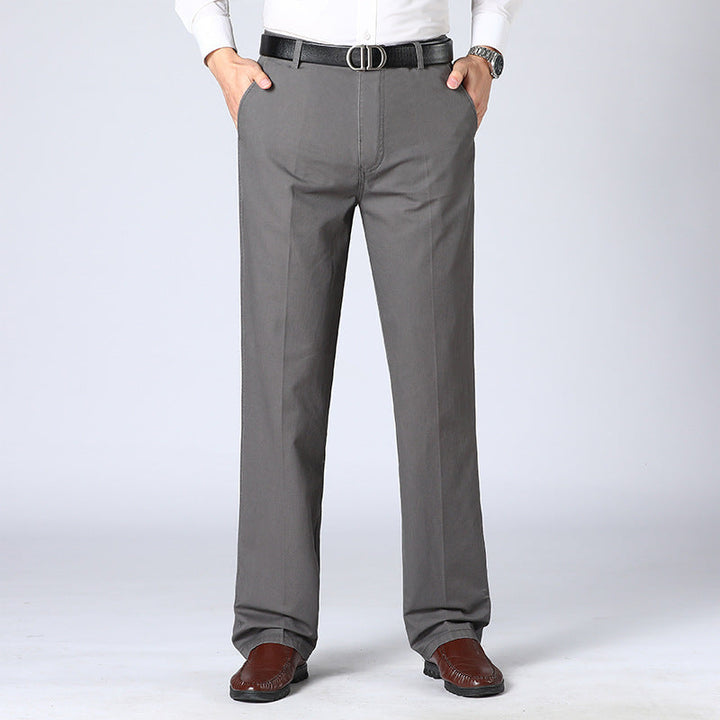 Grijze casual zakelijke broek voor heren, comfortabel en geschikt voor diverse stijlen.