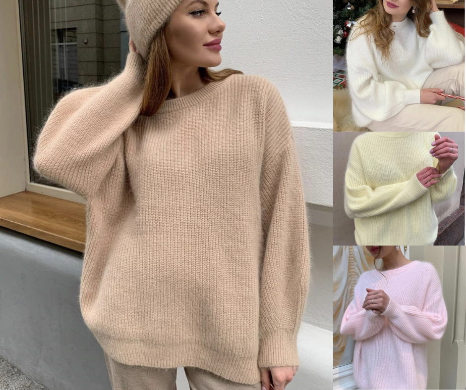 Oversized Romy trui, superzacht, trendy met geribbelde kraag en patroon, ideale vrouwenkleding voor elke gelegenheid.