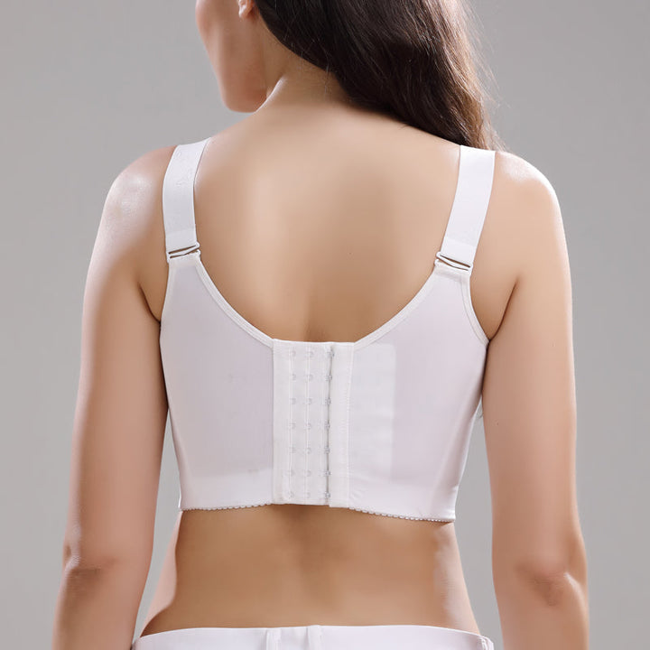 Paarse lingerie BH met voorsluiting, bloemenkant details en optimale pasvorm voor dagelijks comfort.