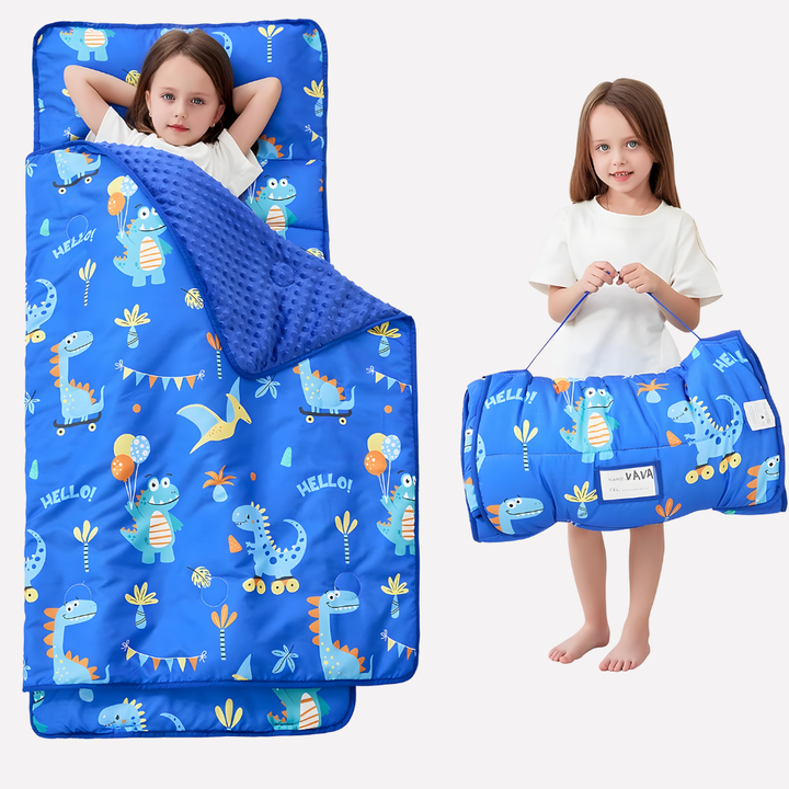 Peuter slaapmat, kindermatje met kussen en deken, perfect voor dutjes en reizen.