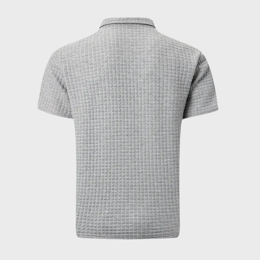 Donkerblauw heren poloshirt met knoopsluiting en korte mouwen