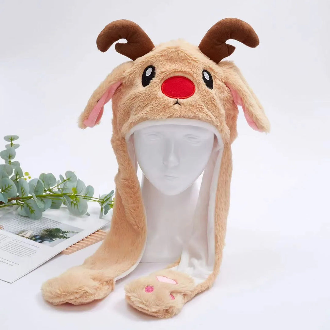 Grappige feestmuts met bewegende dierenoren. Een hit op elk kerstfeest of carnaval.