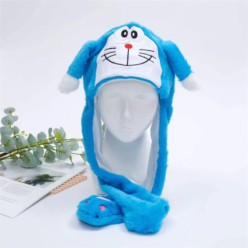 Leuke BunnyBounce muts met bewegende oren, van zacht pluche. Voor warmte en plezier.