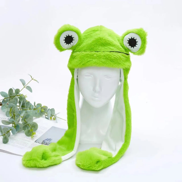 Pluche konijnenmuts met beweegbare oren. Schattig en speels voor zowel jong als oud.