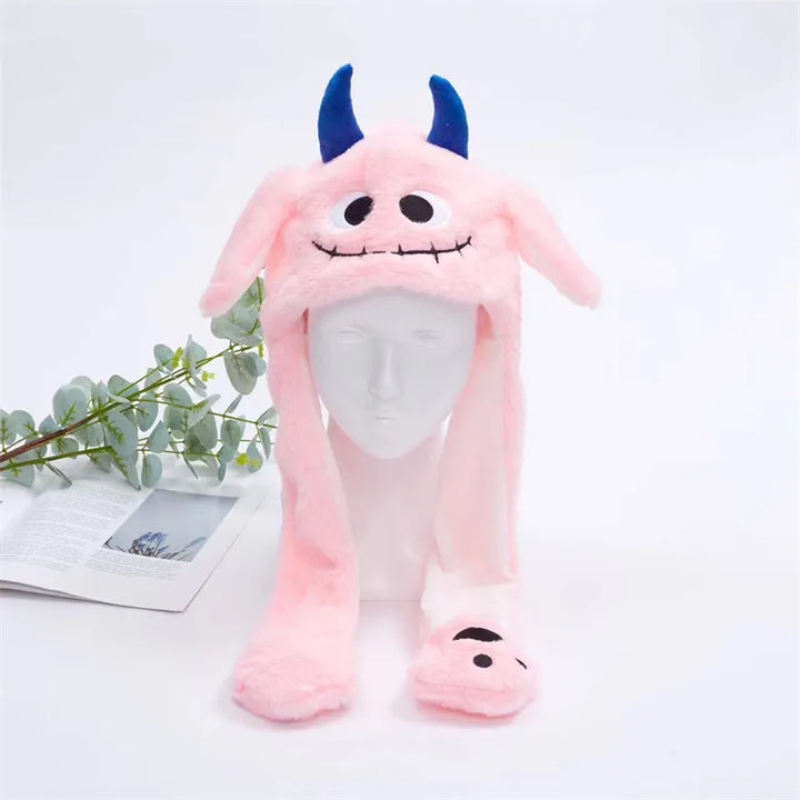 Unisex dierenmuts met bewegende oortjes. Zachte pluche voor dagelijks plezier.