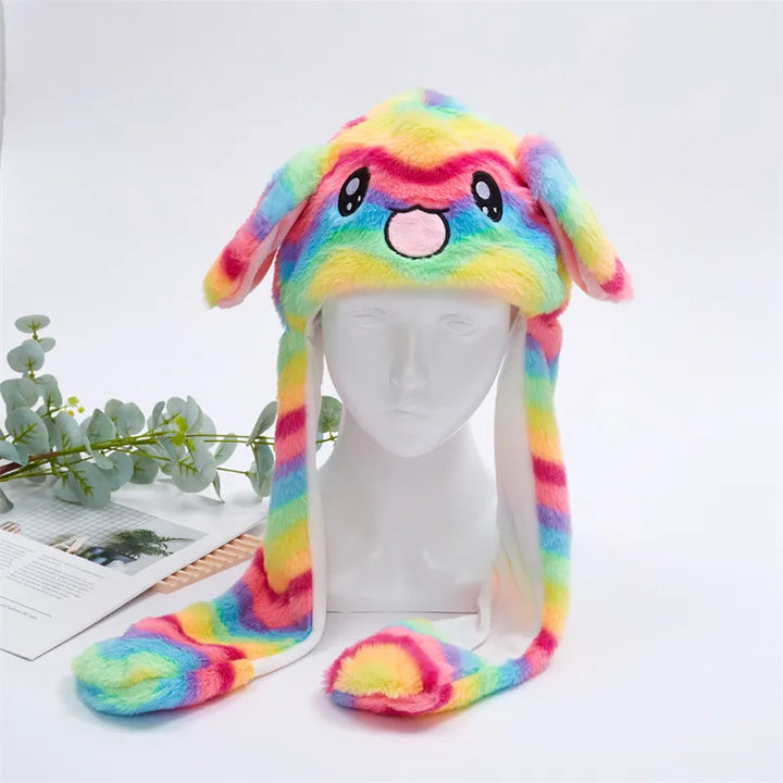 Warme kattenmuts van pluche met bewegende oren, ideaal als accessoire voor jong & oud.