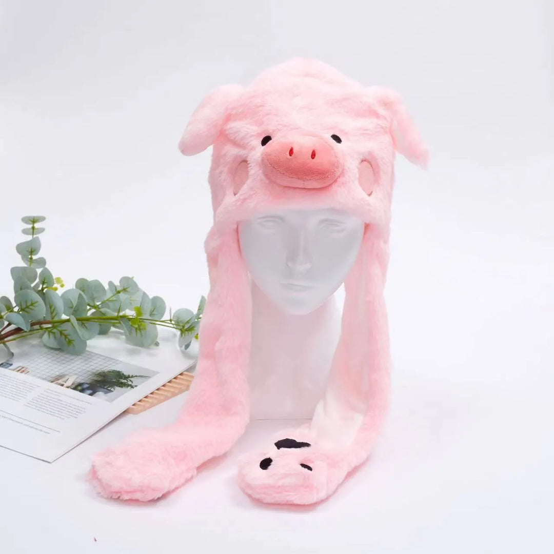Schattige BunnyBounce dierenmuts met bewegende oren. Maak iedereen aan het lachen!