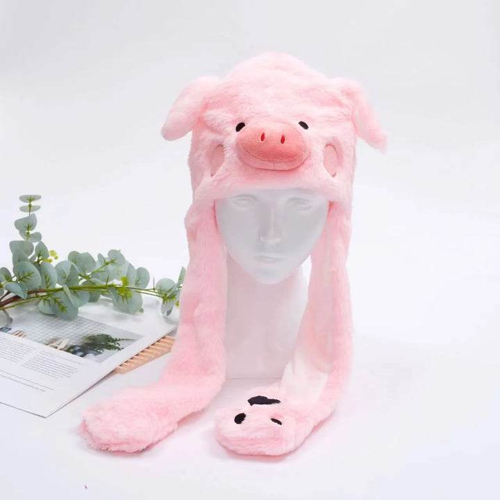 Schattige BunnyBounce dierenmuts met bewegende oren. Maak iedereen aan het lachen!