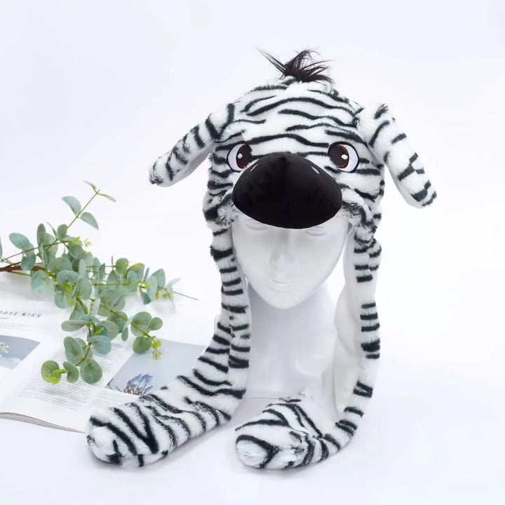 Kinder pluche muts met bewegende oren. Schattige kattenmuts voor uren speelplezier.