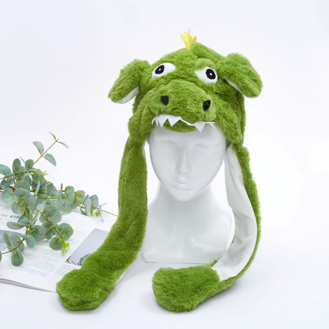 Warme pluche muts met bewegende oortjes. Perfect als kerstmuts of verkleed accessoire.