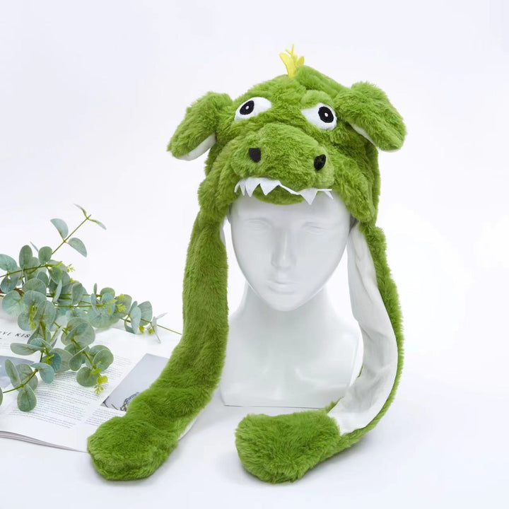 Warme pluche muts met bewegende oortjes. Perfect als kerstmuts of verkleed accessoire.