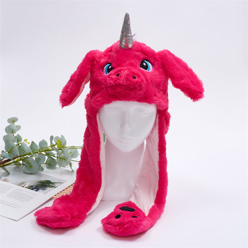 BunnyBounce muts: pluche met bewegende dierenoren. Gegarandeerd plezier voor iedereen.