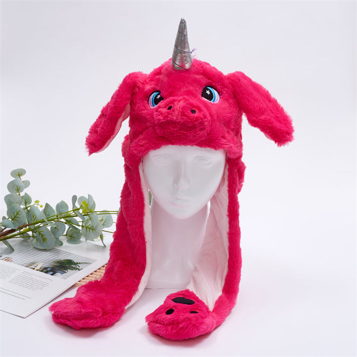BunnyBounce muts: pluche met bewegende dierenoren. Gegarandeerd plezier voor iedereen.