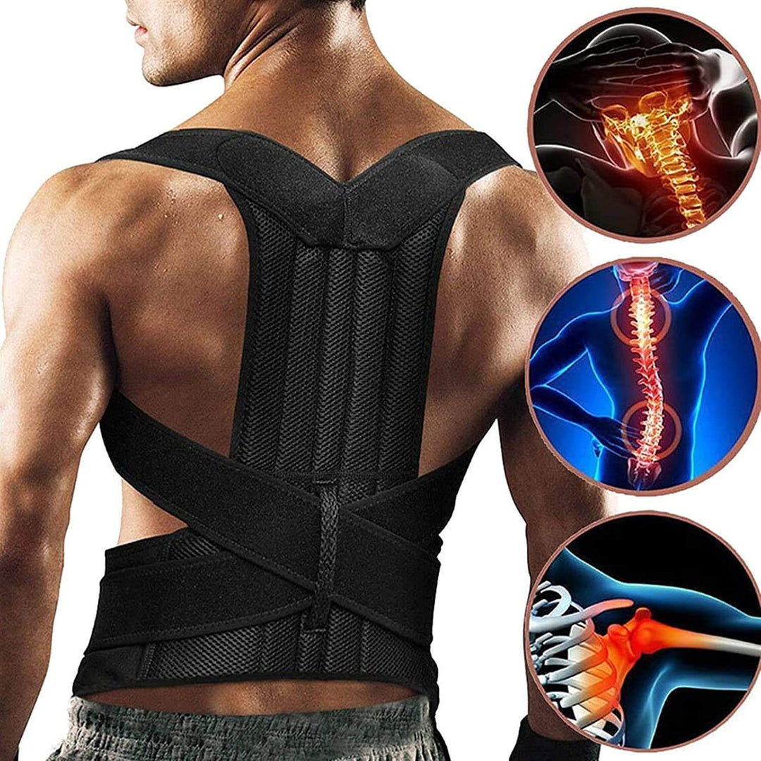 Persoon die de unisex rugondersteuning discreet onder kleding draagt