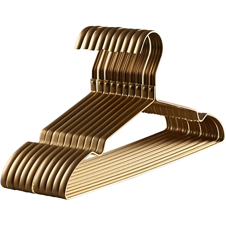 Luxe zilveren anti-slip kledinghangers, perfect voor kreukvrij ophangen van kleding in uw kast.