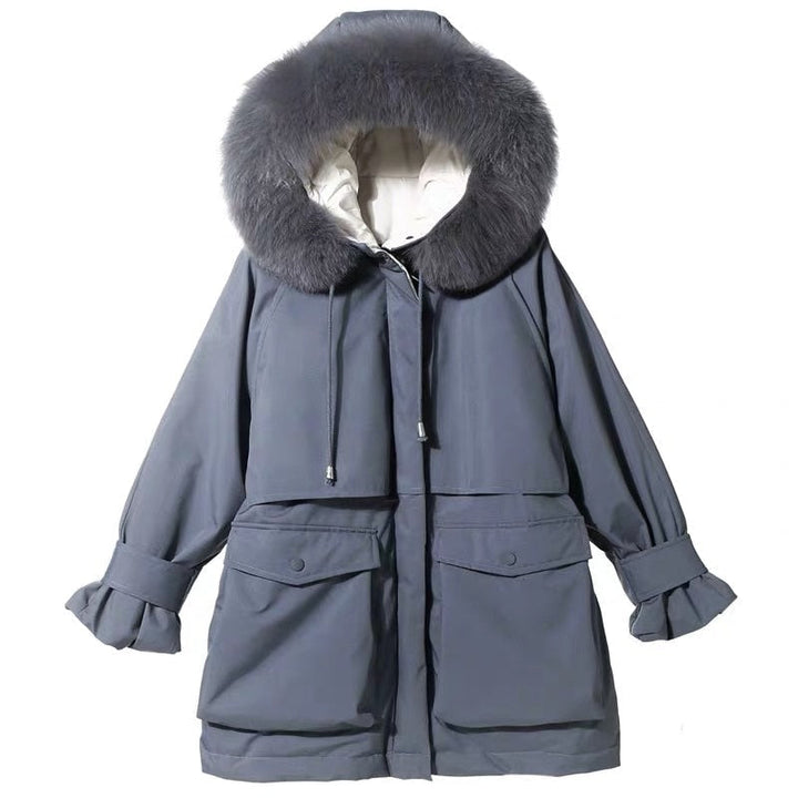 Stijlvolle dames winterjas, warm en elegant, ideale buitenkleding voor koude temperaturen.