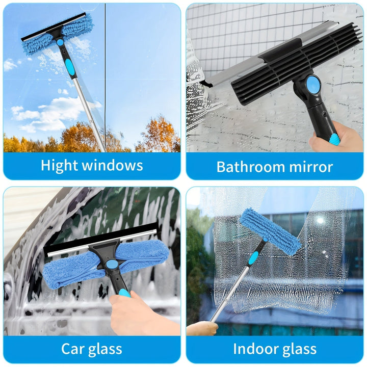 Hoogwaardige raamwisser met verstelbare telescopische steel voor efficiënt en streepvrij ramen wassen.