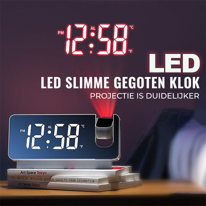 Multifunctionele projectie wekker met tijdprojectie en digitale display. Handige gadget voor thuis.
