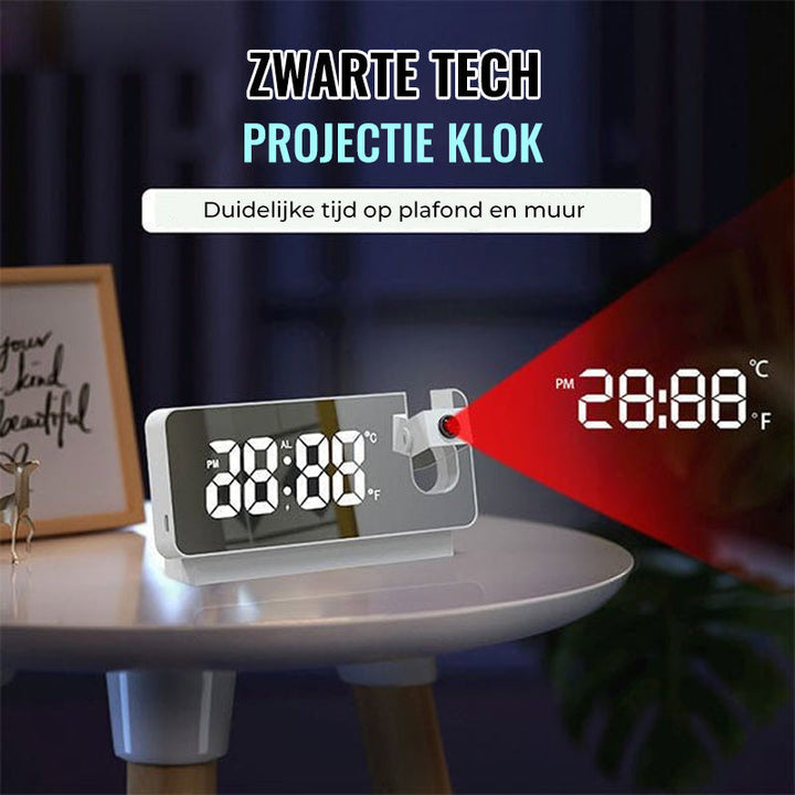 Compacte digitale wekker met tijdprojectie voor muur. LED klok, ideaal voor slaapkamer.