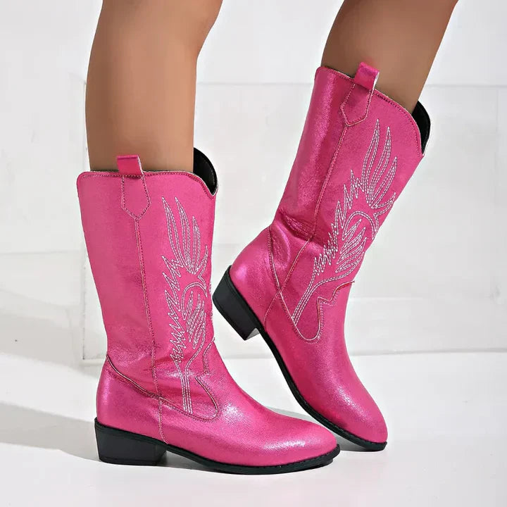 PU-leren dames cowboylaarzen Clara in westernstijl met zachte voering, trendy en comfortabel voor elke outfit.