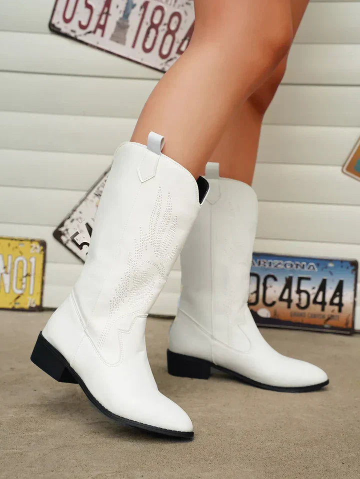 Clara PU-leren dames cowboylaarzen met zachte voering, modieus en comfortabel voor vrouwen in westernstijl.