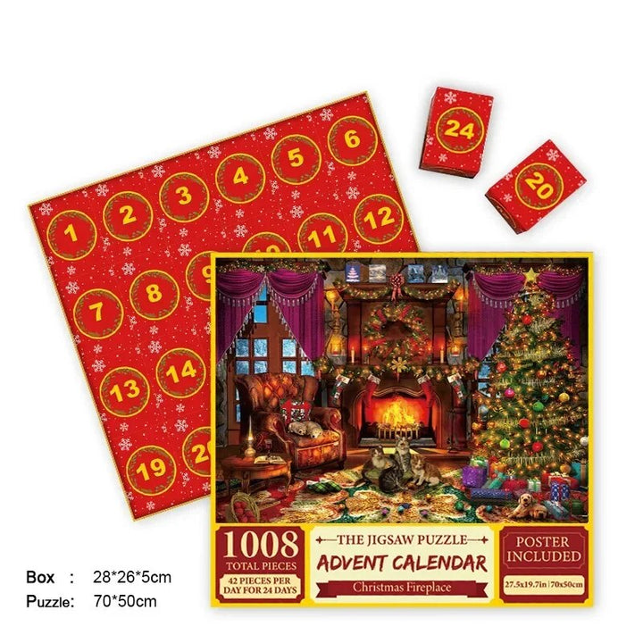 Kerstpuzzel adventskalender 2024, 24 kleine puzzels voor dagelijks plezier, perfect cadeau voor families.