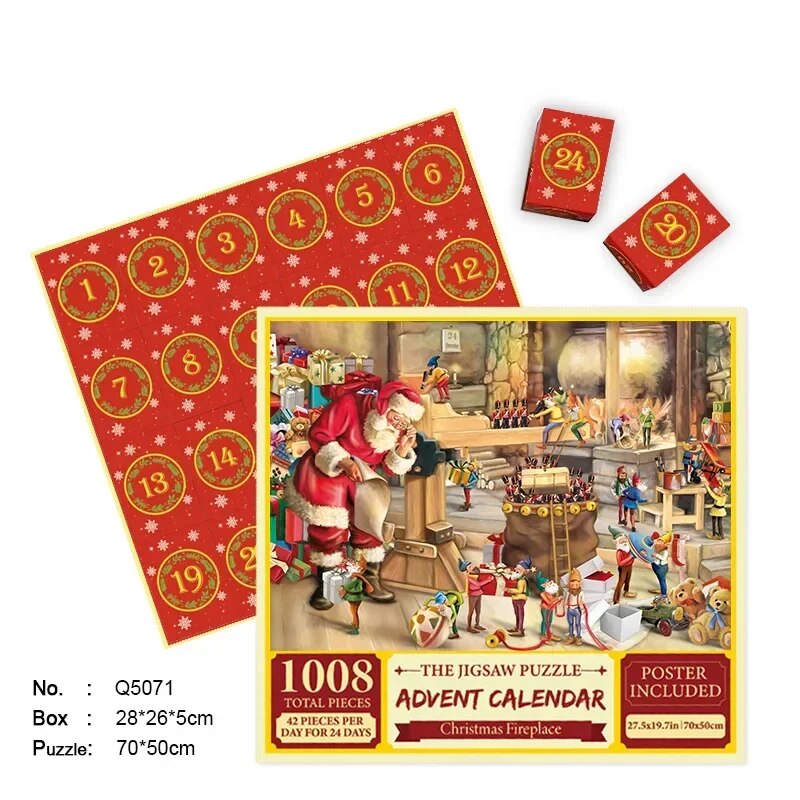 Decoratieve puzzel adventskalender 2024. Een uniek kerstcadeau voor urenlang puzzelplezier in december.
