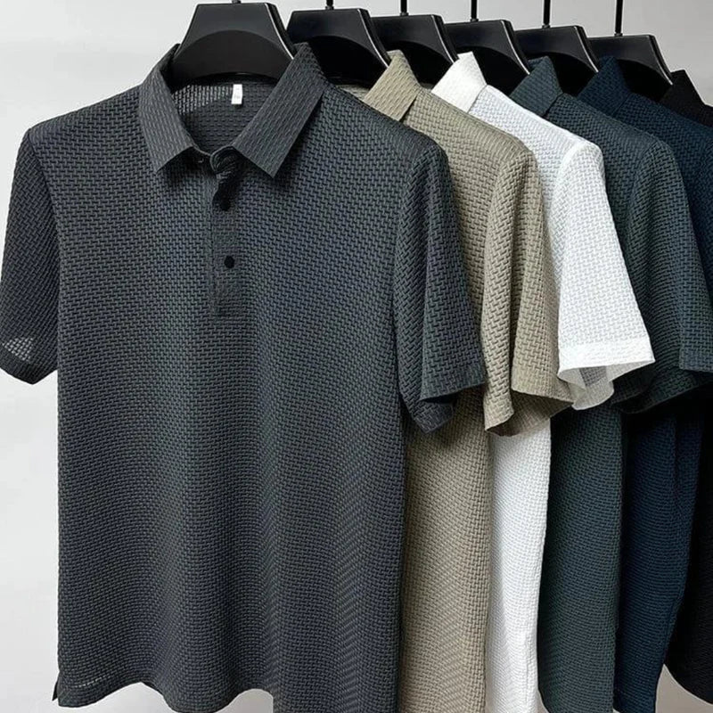Elegant heren poloshirt, korte mouw, anti-kreuk en ademend, voor een moeiteloos stijlvolle look.