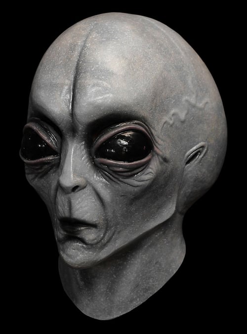 Realistisch Halloween alienmasker, gedetailleerd latex ontwerp voor een creepy buitenaardse look op je verkleedfeest.
