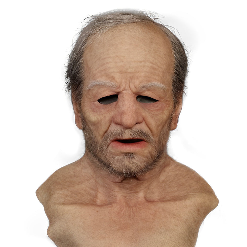 Realistisch oud man masker, beweegbare mond, perfect voor het creëren van een onvergetelijke look.
