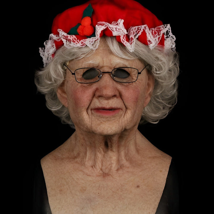 Gedetailleerd oud man masker met beweegbare mond, latex, ideaal voor realistische enge kostuums.