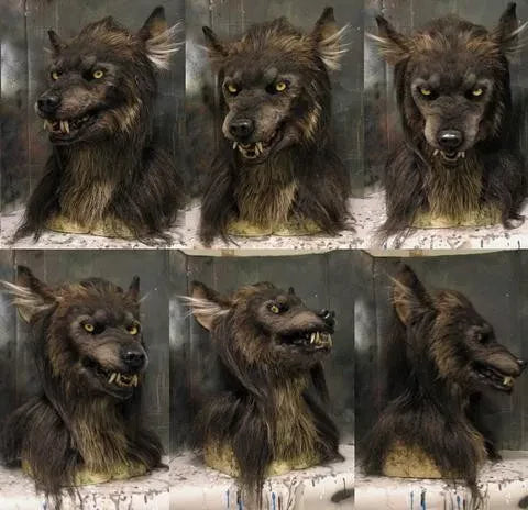 Volwassen weerwolfmasker met indrukwekkende details en bontafwerking, onmisbaar voor Halloween en cosplay.