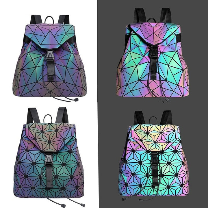 Chique geometrische damesrugzak, lichtgevend effect, ideaal voor een statement look.