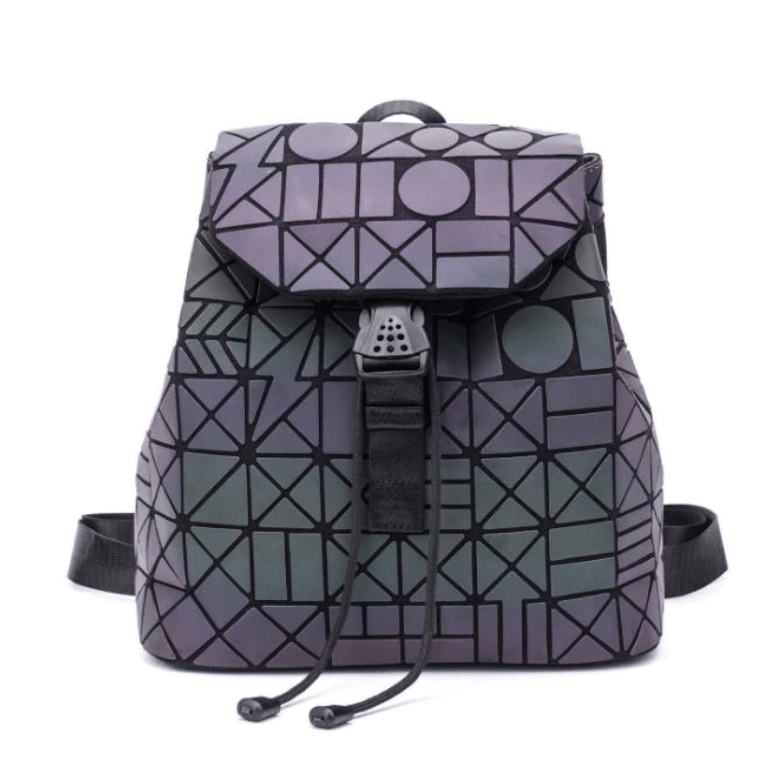 Veelzijdige lichtgevende damesrugzak, kleurveranderend geometrisch design voor elke outfit.
