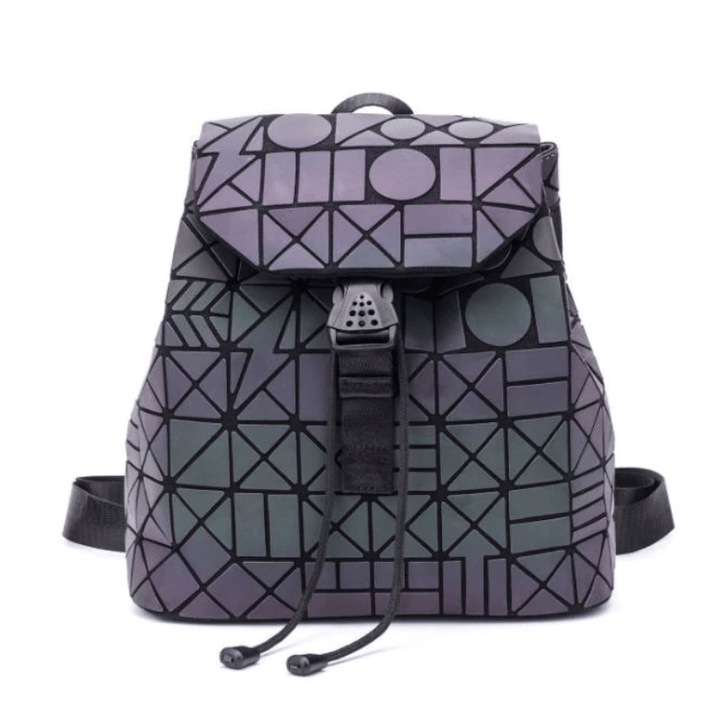 Veelzijdige lichtgevende damesrugzak, kleurveranderend geometrisch design voor elke outfit.